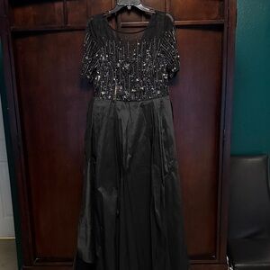 Adrianna Papell Black Beaded Maxi Dress